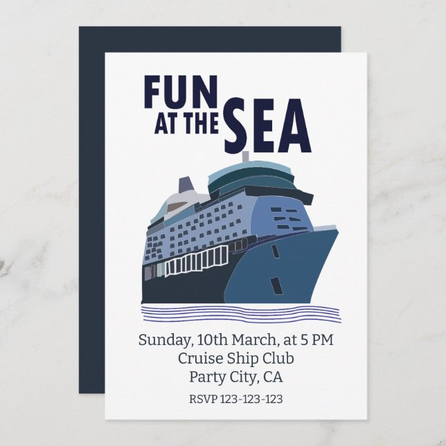 Fun At The Sea Cruise Ship Party Invitation (Front/Back)