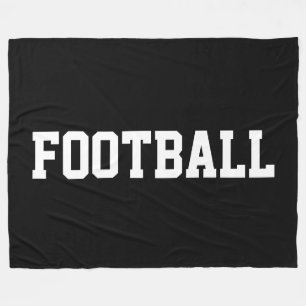 Fun Athletic Bold White FOOTBALL Text On Black Fleece Blanket