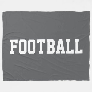 Fun Athletic Bold White FOOTBALL Text On Deep Gray Fleece Blanket
