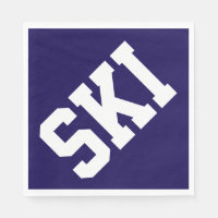 Fun Athletic Diagonal SKI White Text On Navy Blue