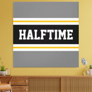 Fun Athletic Modern Grey Black HALFTIME Stripes Canvas Print