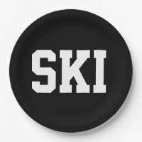 Fun Athletic Sporty White SKI Text On Modern Black