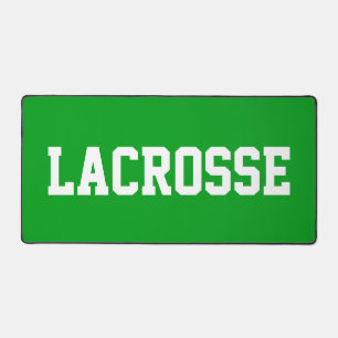 Fun Athletic White LACROSSE Text On Bright Green Desk Mat