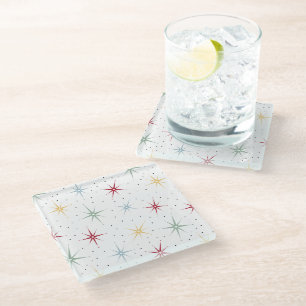 Fun Atomic Age Starburst Mid Century Retro Glass Coaster