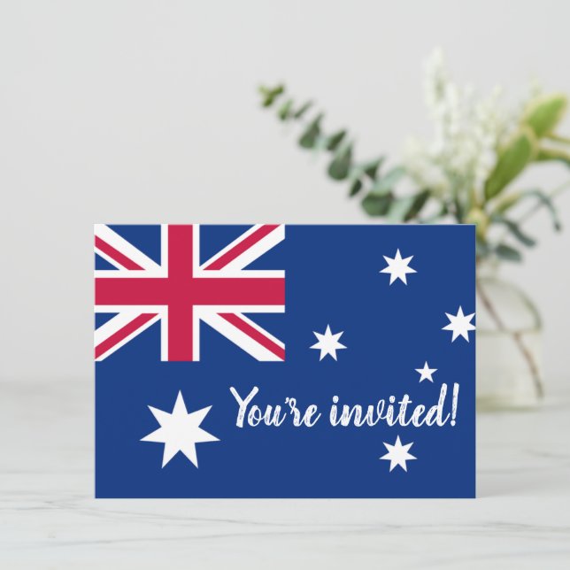 Fun Australian Flag Party Invitations (Standing Front)