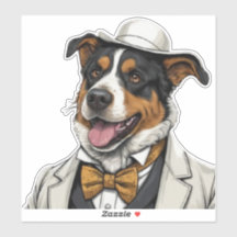 Fun Australian shepherd dog in suit