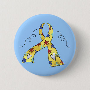 Fun Autism Ribbon Of Awareness Gift 6 Cm Round Badge