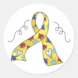 Fun Autism Ribbon Of Awareness Gift Classic Round Sticker