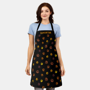 Fun Autumn Paw Prints Pattern Custom Apron