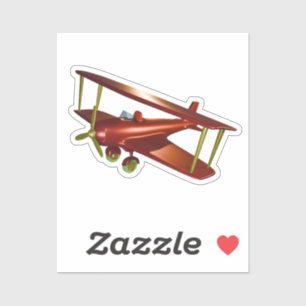 Fun Aviation Red Bi-Plane Aeronautics Sticker