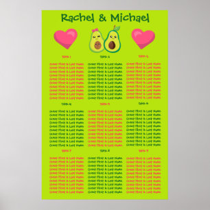 Fun Avocado Colorful Seating Chart