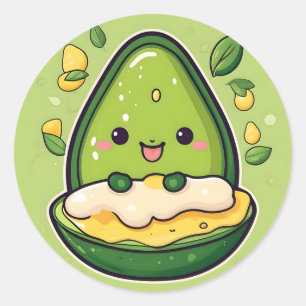 Fun Avocado Food Classic Round Sticker