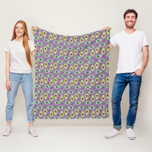 Fun Avocado Half Greenery Pattern Fleece Blanket