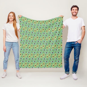 Fun Avocado Half Greenery Pattern Fleece Blanket