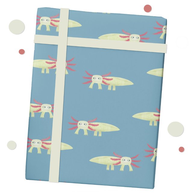 Fun Axolotl Wrapping Paper (Fun axolotl salamander gift wrap roll)