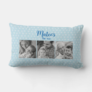 Fun Baby boy 3Photos Collage Personalised Gift Lumbar Cushion