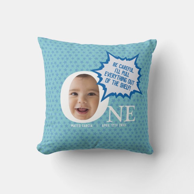 Fun Baby boy Photo Collage Personalised Gift Cushion (Front)