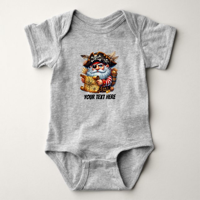 Fun baby boy pirate customisable  bodysuit (Front)