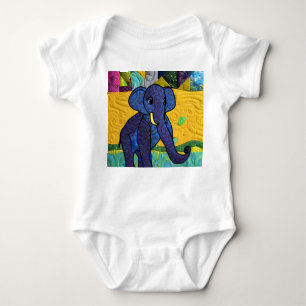 Fun Baby Elephant - Quilt Like Design Baby Bodysuit