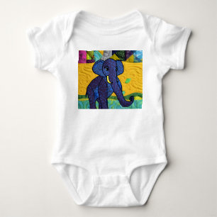 Fun Baby Elephant - Quilt Like Design Bodysuit