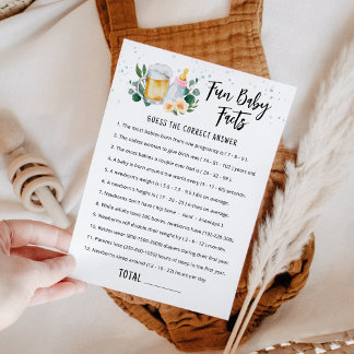 Fun Baby Facts Game Baby Is Brewing card pink