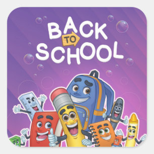 Fun Back to School Square Sticker