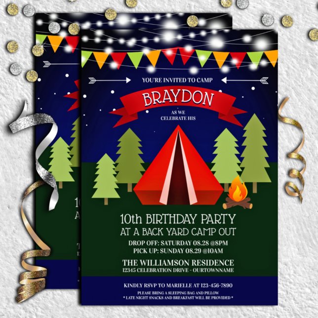 Fun Backyard Camp Out Birthday Party Invitation (Creator Uploaded)