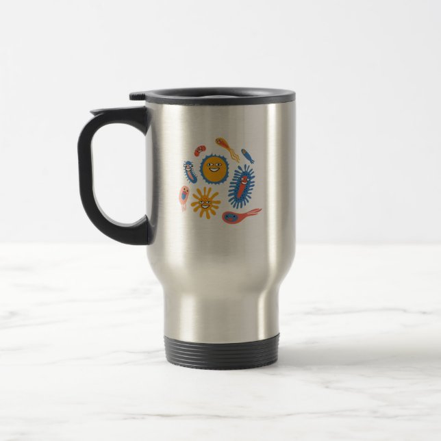 Fun Bacteria Microbiology Chemistry Travel Mug (Left)