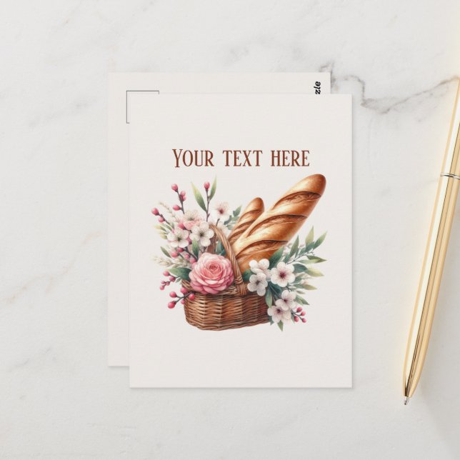 Fun bakery bread add message business name  postcard (Front/Back In Situ)