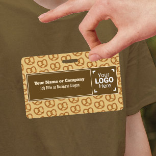 Fun Bakery or Coffee Shop Pretzel Motif, your logo ID Badge