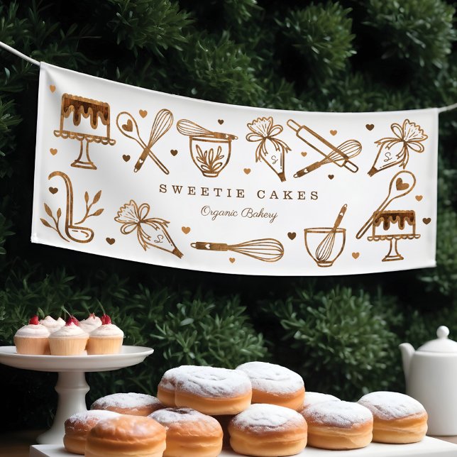 Fun Baking Cooking Utensils Woodgrain Cake Bakery Banner (Fun Baking Cooking Utensils Woodgrain Cake Bakery Banner)