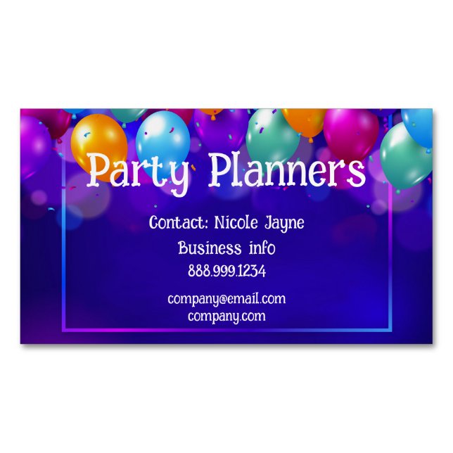Fun Balloon Party or Event Planners Business Card (Front)