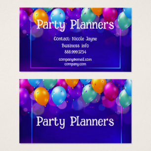 Fun Balloon Party or Event Planners Business Card
