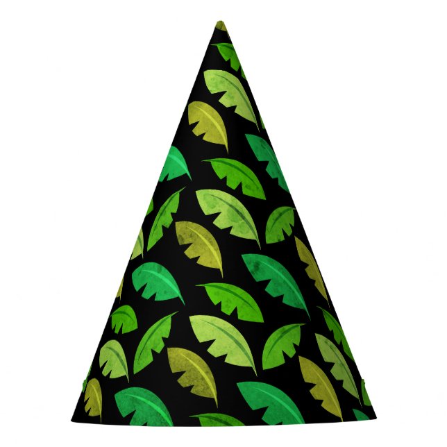Fun Banana Leaf Tropical Birthday Party Pattern Party Hat (Front)