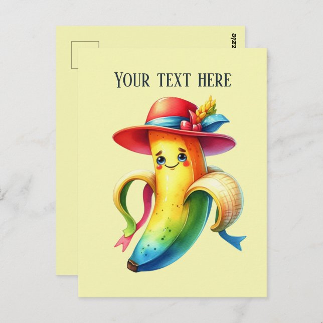 Fun banana lovers add text postcard (Front/Back)