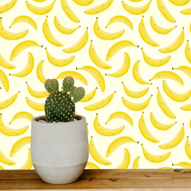 Fun Banana Wallpaper (Fun Banana cream and yellow patterned wallpaper)