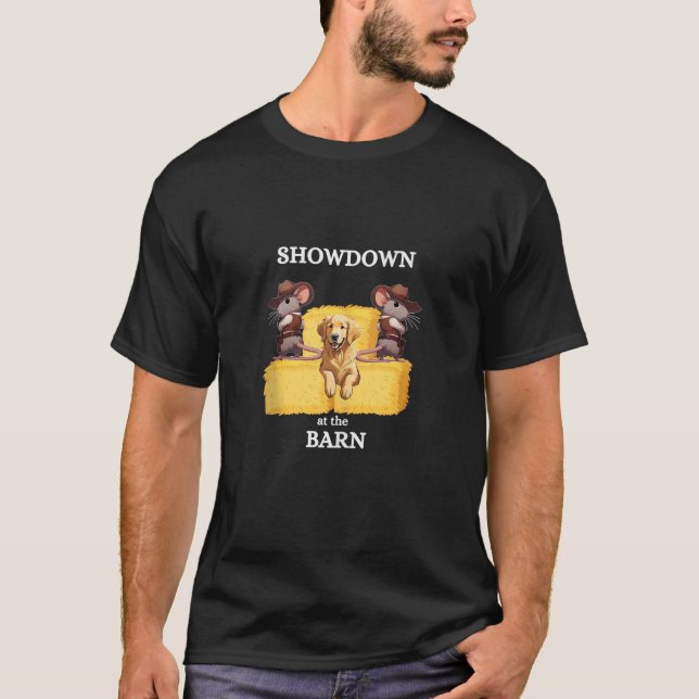 Fun Barn Hunt design with a Golden Retriever dog T T-Shirt (Front)
