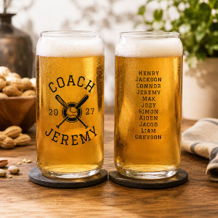 Fun Baseball Coach Appreciation End of Season Gift Can Glass
