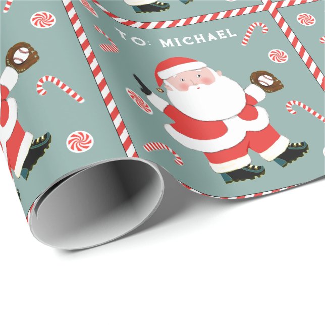 Fun baseball holiday gift wrapping paper (Roll Corner)