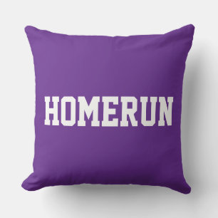 Fun Baseball HOMERUN White Text On Royal Purple Cushion