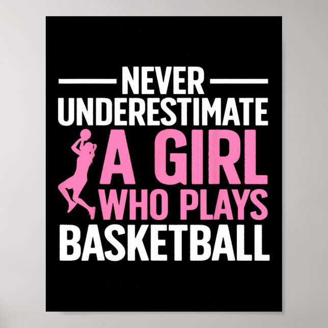 Fun Basketball Art For Girls Youth Teens Basketbal Poster (Front)