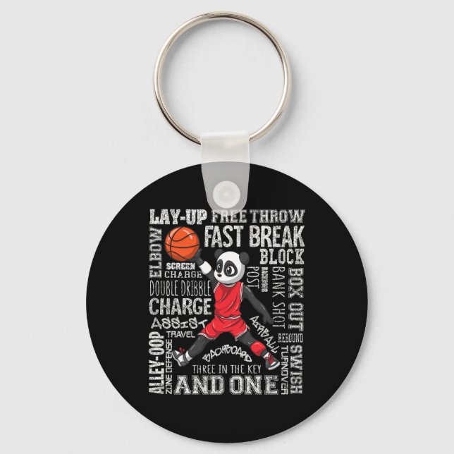 Fun Basketball  Boys Girls Cute Panda Gifts Kids  Key Ring (Front)