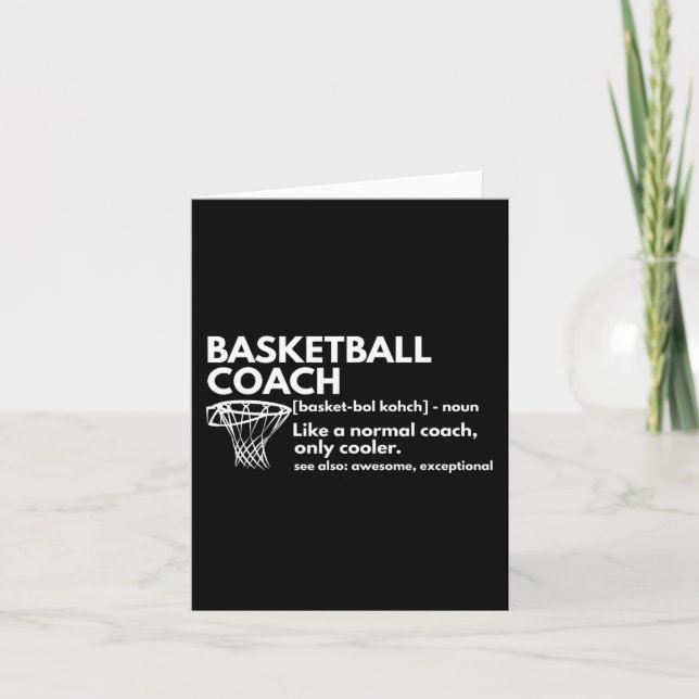 Fun Basketball Coach Definition  Coaching Gift  Card (Front)