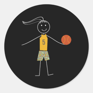 Fun  Basketball Girls Basketball Player  Classic Round Sticker