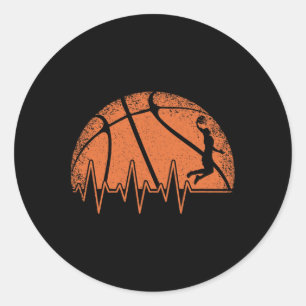 Fun Basketball Heartbeat Basketball Player  Classic Round Sticker