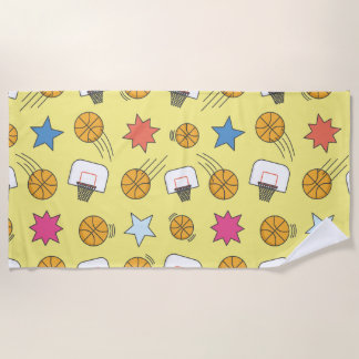 Fun basketball pattern beach towel