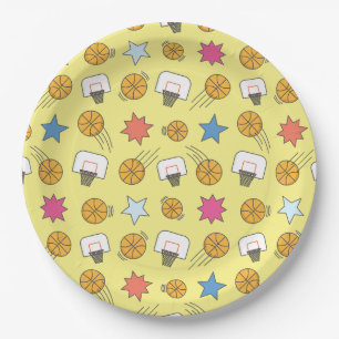 Fun basketball pattern paper plate