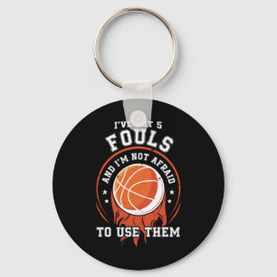 Fun Basketball Player Gift - Hoops 5 Fouls  Key Ring