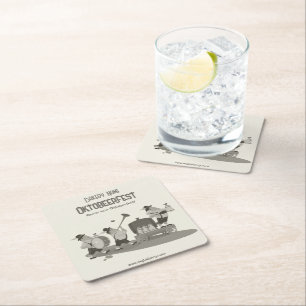 fun Bavarian Musician invite to Oktoberfest Napkin Square Paper Coaster