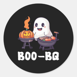 Fun Bbq Rbecue Boo Ghost Halloween Matching Costum Classic Round Sticker